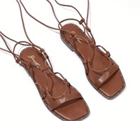 (new)Size:10,Women's Strappy Flat Sandals, Square
