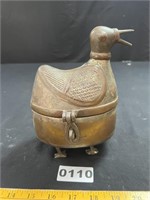 Vintage Brass Duck Trinket Box