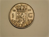 1 Gulden 1955 Pays-Bas Reine Juliana Argent 72%