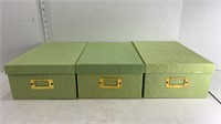 3 Cardboard Storage Boxes Green