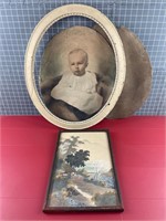 ASIAN HAND-PAINTED SILK PICTURE ANTIQUE & MORE