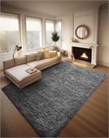 Shag Rug  Grey Fluffy Carpet