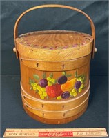FABULOUS HAND PAINTED HANDLED FIRKIN WITH LID