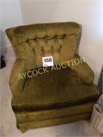 Green/gold chair with removable cushion