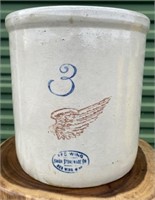 3 Gal Red Wing Stoneware Crock - Hairline Crack