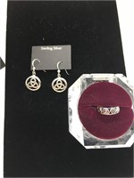Sterling Toe Ring and Earrings Set