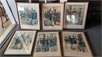 Framed antique prints British uniforms throughout