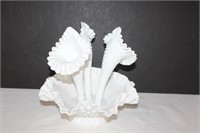 Vintage Fenton Epergne Milk Glass Bowl