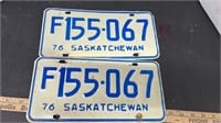 Set of 1976 Saskatchewan Farm License Plates