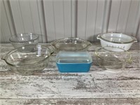 Pyrex Pie Dishes, Bowles, Small Blue Covered