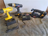 Powerfist & Ryobi drills, charges, batteries