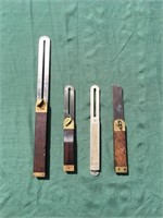 Four sliding bevels three with rosewood handles