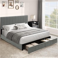 YITAHOME Queen Bed Frame  Grey with Storage