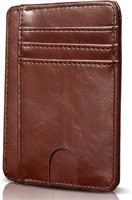 Genuine Leather Coffee Slim Minimalist Mens Wallet