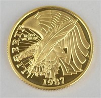 1987 3/10 Ounce Fine Gold Five Dollar Coin.