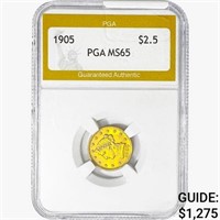 1905 $2.50 Gold Quarter Eagle PGA MS65