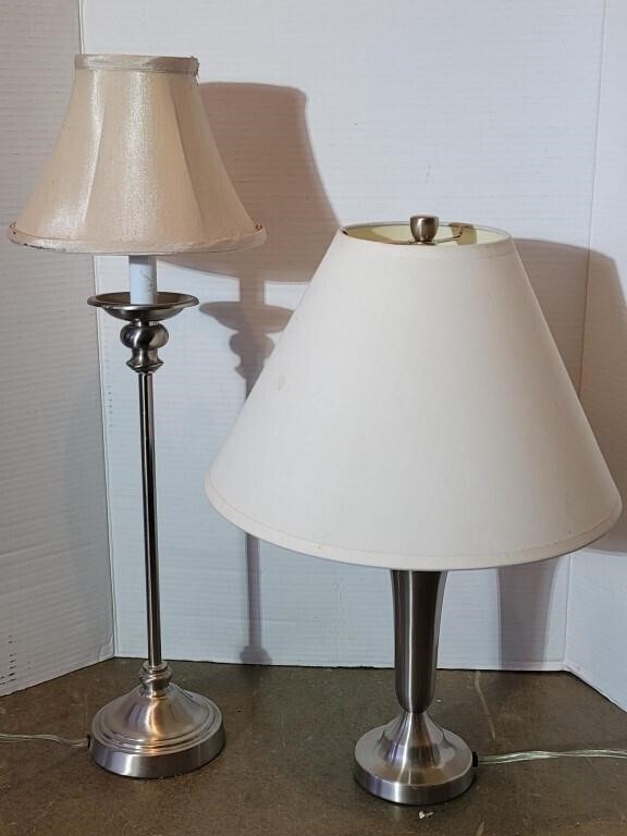 (2) Metal Side Table Lamps with Shades