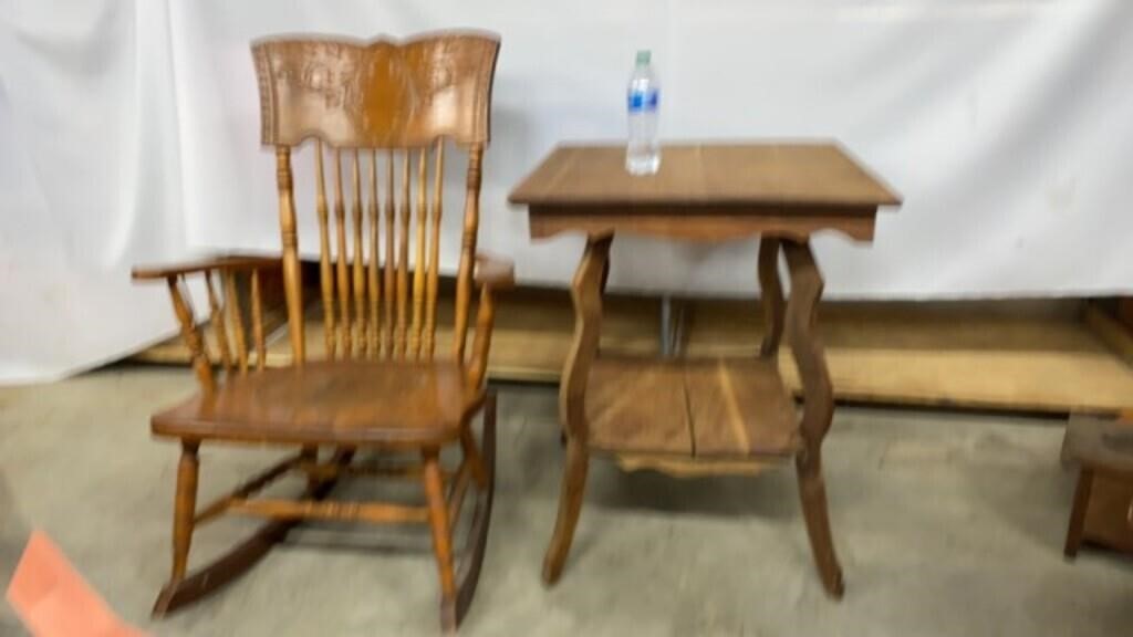 Vintage Wooden Rocking Chair & Table
Table top
