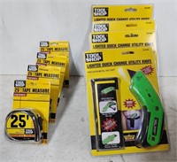 (A) Tool Shop Tape Measure and Utility Knives