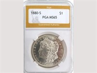 1880-S Silver Morgan Dollar, PGA MS65