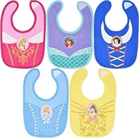 Disney Princess Girls 5 Pack Bibs