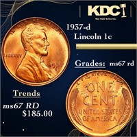 1937-d Lincoln Cent 1c Grades GEM++ Unc RD