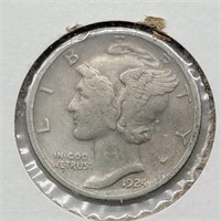 1924 D MERCURY DIME XF