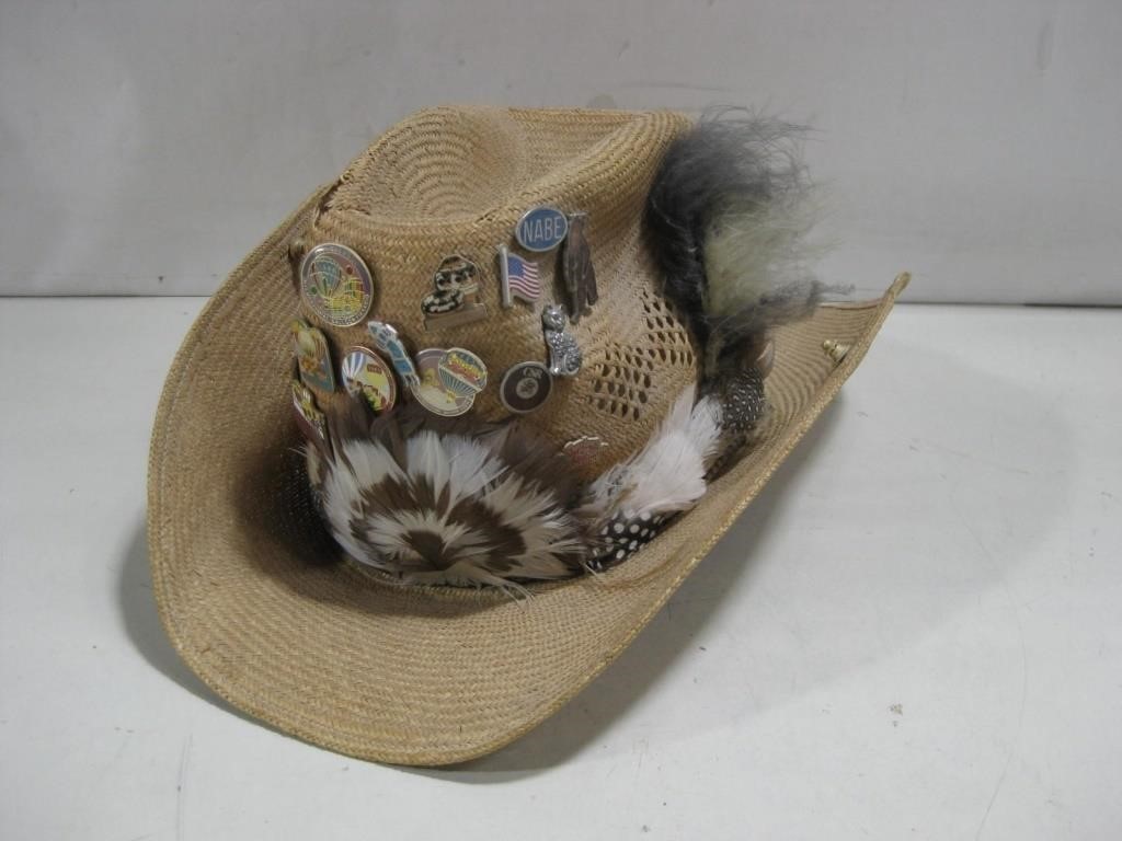 Dorfman Pacific Straw Hat W/ Assorted Pins See