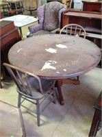 Dining table & 2 chairs. Finish wear, scratching,