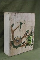 Vintage Cabinet W/ Birds & Nest Picture Approx 18"