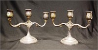 Pair early silver plate candelabras