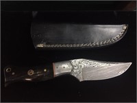 Damascus 8" Full Tang Hunting Knife