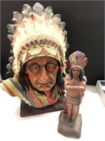 Native American bust 21" tall and statue