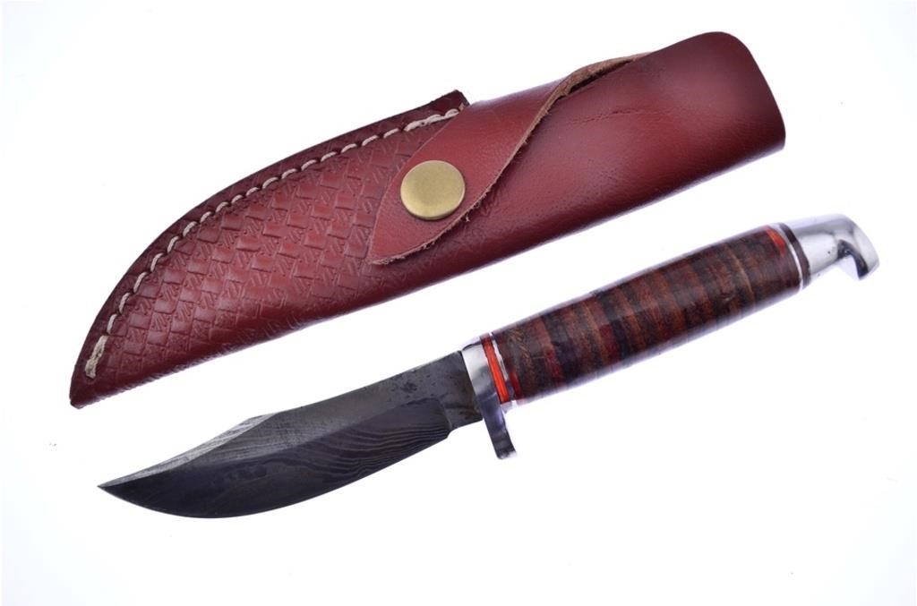 WHITETAIL LEATHER STACK DMSCS KNIFE