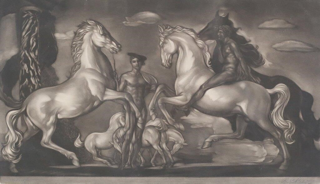 Robert Charles Peter Mezzotint White Stallions