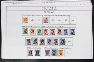 Croatia Stamps Used and Mint hinged on old pages,