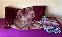Mexican Style Blanket + Big Cat Faux Fur Blanket