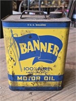 Vintage Banner 2 Gal Pure Motor Oil Can