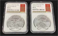 (2) 2022 SILVER AMERICAN EAGLES WEST POINT MINT