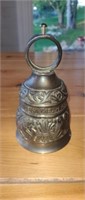 Ornate solid brass cast bell, 3.75 X 6.75