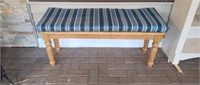 Solid oak bench with cushion, 14 in wide X 46