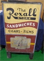 Rexall Tin Sign Double Sided As Is