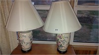 pair of floral lamps