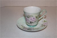 Antique Hand Painted by Rita Bosch Tea Cup and Sau