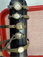 LOT OF 5 LADIES GOLD FILLED WATCHES