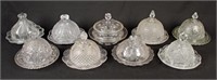 Group Nine Pressed Glass Butter Dishes