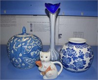 Oriental Cat And Carp Tea Pot Marked "Made