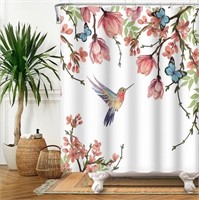 Shower Curtain and Hooks, 72"x72", $25