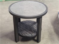 Sunbrella - Round Wicker / Metal End Table