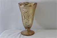 Jeannette Iris & Herringbone Carnival Glass Vase
